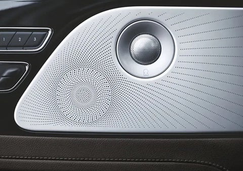 Two speakers of the available audio system are shown in a 2023 Lincoln Aviator® SUV | Mathews Lincoln in Marion OH