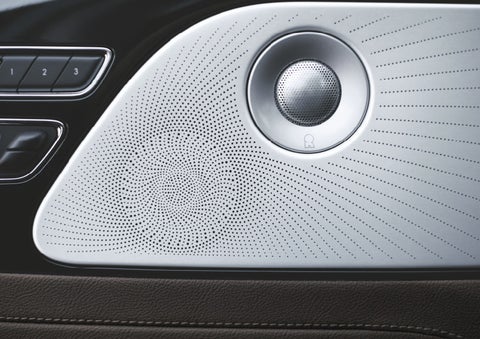 Two speakers of the available audio system are shown in a 2024 Lincoln Aviator® SUV | Mathews Lincoln in Marion OH