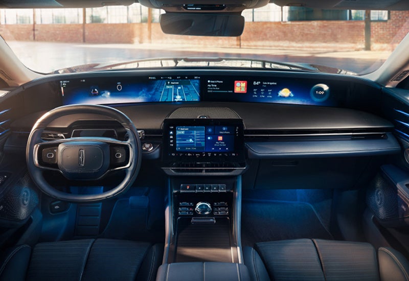 A large panoramic display is shown on the dashboard of a 2024 Lincoln Nautilus® SUV | Mathews Lincoln in Marion OH
