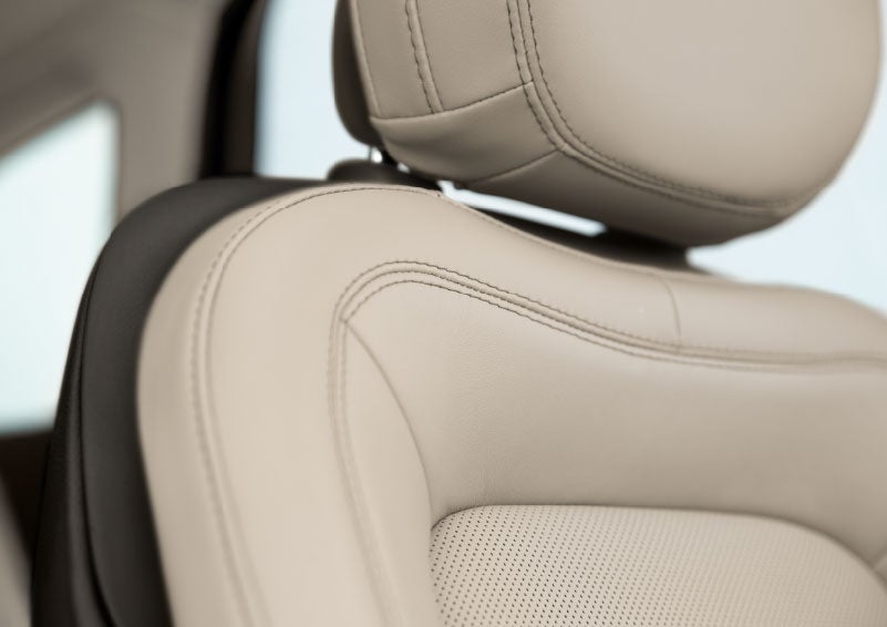 Fine craftsmanship is shown through a detailed image of front-seat stitching. | Mathews Lincoln in Marion OH
