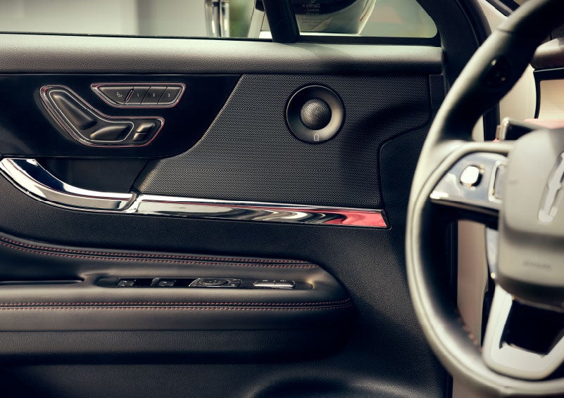 An audio speaker is shown in the driver's side door of a 2024 Lincoln Corsair® SUV. | Mathews Lincoln in Marion OH
